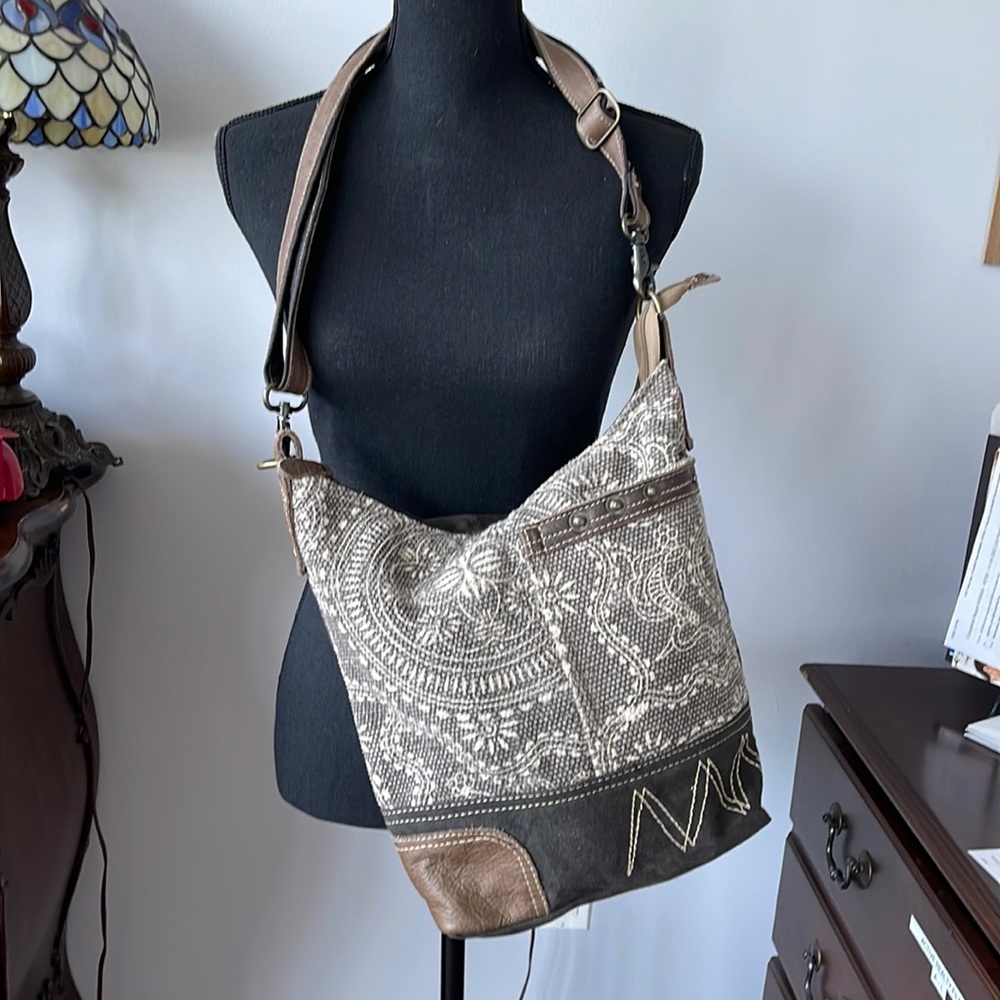 Myra bag- VINTAGE CARVED SHOULDER BAG, adjustable strap.